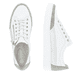 Reinweiße remonte Damen Sneaker D5826-80 mit einem Reißverschluss. Schuh von oben, liegend.