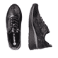 
Schwarze remonte Damen Sneaker D2401-02 mit einer flexiblen Sohle mit Keilabsatz. Schuhpaar von oben.