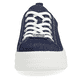 Blaue remonte Damen Sneaker D1C03-14 mit Schnürung sowie Ziernähten. Schuh von vorne.