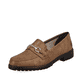 
Nougatbraune Rieker Damen Loafers 51860-24 mit einer schockabsorbierenden Sohle. Schuh seitlich schräg