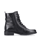 Glanzschwarze remonte Damen Biker Boots D0F72-01 mit Schnürung und Reißverschluss. Schuh Innenseite