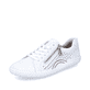 Weiße Rieker Damen Schnürschuhe 52824-80 mit Reißverschluss sowie Löcheroptik. Schuh seitlich schräg.