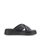 Schwarze Rieker Damen Pantoletten W0802-00 mit einer dämpfenden Sohle. Schuh Innenseite.