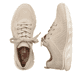 Beige Rieker Damen Sneaker Low 54022-80 mit flexibler und ultra leichter Sohle. Schuh von oben, liegend.