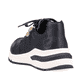 
Nachtschwarze Rieker Damen Sneaker Low M6601-00 mit einer Profilsohle mit Keilabsatz. Schuh von hinten