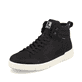Schwarze Rieker EVOLUTION Herren Sneaker 07100-00 mit Schnürung und Reißverschluss. Schuh seitlich schräg.