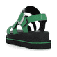Grüne Rieker Damen Riemchensandalen W1650-52 mit ultra leichter Sohle. Schuh von hinten.