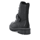 
Tiefschwarze remonte Damen Biker Boots D0B78-01 mit Schnürung und Reißverschluss. Schuh von hinten