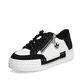 Weiße Rieker Damen Sneaker Low N4903-80 mit einem Reißverschluss. Schuh seitlich schräg.
