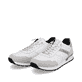 Weiße Rieker Herren Sneaker Low U0303-80 mit einer griffigen und leichten Sohle. Schuhpaar seitlich schräg.