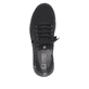 Schwarze waschbare Rieker Damen Slipper W1103-00 mit flexibler Sohle. Schuh von oben.