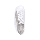 Weiße Rieker Damen Slipper L7465-91 mit Reißverschluss sowie Löcheroptik. Schuh von oben.