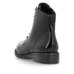 Glanzschwarze remonte Damen Stiefeletten D0F73-00 mit einem Reißverschluss. Schuh von hinten.