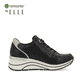 Glanzschwarze remonte Damen Sneaker D0T03-01 mit einer leichten Sohle mit Keilabsatz. Schuh Innenseite