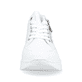 Reinweiße Rieker Damen Sneaker Low N8321-80 mit Reißverschluss sowie Ziernähten. Schuh von vorne.