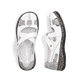 Weiße Rieker Damen Slipper 46367-80 mit einem Klettverschluss. Schuh von oben, liegend.