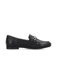 Schwarze Rieker Damen Loafer 51764-00 mit einem Elastikeinsatz. Schuh Innenseite.