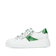 Weiße Rieker Damen Sneaker Low N5455-80 mit Reißverschluss sowie Schlangenmuster. Schuh Außenseite.