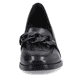 
Tiefschwarze remonte Damen Loafers D0V00-01 mit einer Profilsohle mit Blockabsatz. Schuh von vorne.