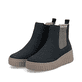 Nachtschwarze Rieker Damen Chelsea Boots N2553-14 mit einem Reißverschluss. Schuhpaar seitlich schräg.