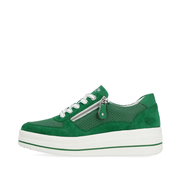 Grüne remonte Damen Sneaker D1C04-52 mit Reißverschluss sowie der Komfortweite G. Schuh Außenseite.