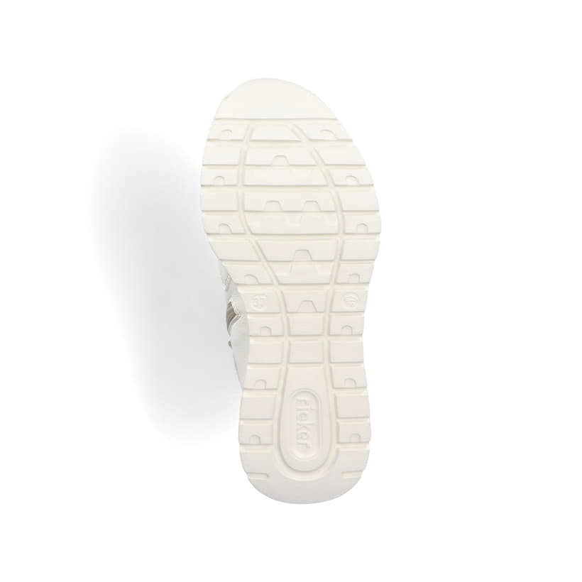 Schwanenweiße Rieker Damen Schnürstiefel M6010-80 mit Schnürung und Reißverschluss. Schuh Laufsohle.