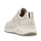 Hellbeige Rieker Damen Sneaker Low M4903-60 mit Schnürung sowie geprägtem Logo. Schuh von hinten.
