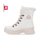 Weiße Rieker EVOLUTION Damen Stiefel W0372-80 mit Schnürung und Reißverschluss. Schuh Außenseite.