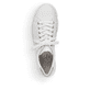 Reinweiße Rieker Damen Sneaker Low N59W1-80 mit einer Schnürung. Schuh von oben.