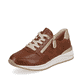 
Nougatbraune remonte Damen Sneaker R3707-24 mit einer leichten Profilsohle. Schuh seitlich schräg