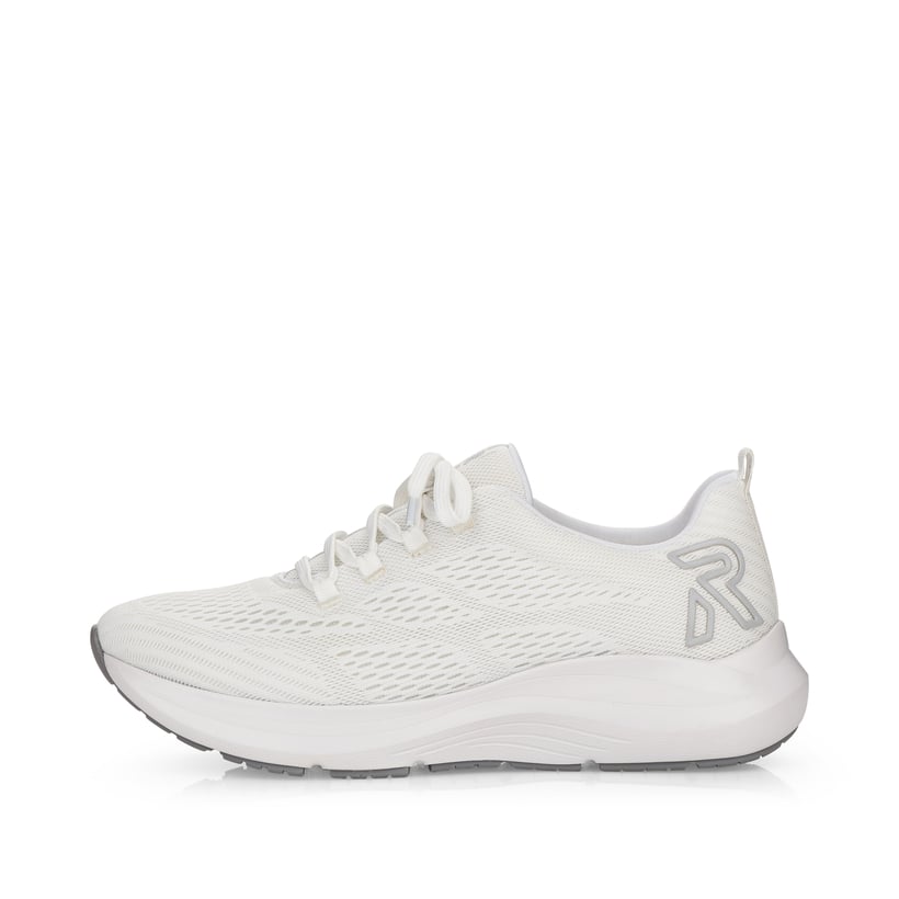Weiße Rieker Damen Sneaker Low 42103-80 mit flexibler und super leichter Sohle. Schuh Außenseite.