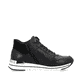 Nachtschwarze remonte Damen Sneaker R6771-01 mit Schnürung und Reißverschluss. Schuh Innenseite