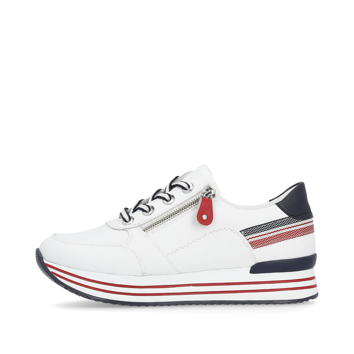 Weiße remonte Damen Sneaker D1312-82 mit Reißverschluss sowie der Komfortweite G. Schuh Außenseite.
