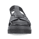 Schwarze Rieker Damen Riemchensandalen V5352-00 mit einem Elastikeinsatz. Schuh von vorne.