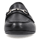 Schwarze Rieker Damen Loafer 51764-00 mit einem Elastikeinsatz. Schuh von vorne.