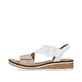 Weiße Rieker Keilsandaletten V3660-60 mit Klettverschluss sowie leichter Sohle. Schuh Außenseite.