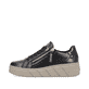 Schwarze Rieker Damen Sneaker Low W0504-00 mit einer Plateausohle. Schuh Außenseite.