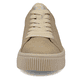 Beige Rieker EVOLUTION Damen Sneaker W0704-20 mit Schnürung sowie einer Plateausohle. Schuh von vorne.