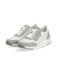 Beige vegane remonte Damen Sneaker R6709-81 mit einem Reißverschluss. Schuhpaar seitlich schräg.