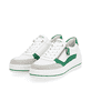 Weiße remonte Damen Sneaker D1C00-80 mit Reißverschluss sowie der Komfortweite G. Schuhpaar seitlich schräg.