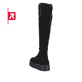 Schwarze Rieker EVOLUTION Damen Stiefel W1080-00 mit einer robusten Plateausohle. Schuh von hinten.