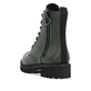 Grüne remonte Damen Biker Boots D8671-55 mit markanten Ösen sowie Reißverschluss. Schuh von hinten.