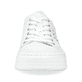 Weiße Rieker Damen Sneaker Low N5440-80 mit Schnürung sowie Ziernähten. Schuh von vorne.