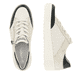 Weiße remonte Damen Sneaker R7901-80 mit Reißverschluss sowie grafischem Muster. Schuh von oben, liegend.