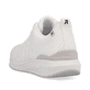Weiße waschbare Rieker Damen Sneaker Low 40108-80 mit einer flexiblen Sohle. Schuh von hinten.