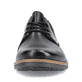 
Glanzschwarze Rieker Herren Schnürschuhe 13200-00 mit einer robusten Profilsohle. Schuh von vorne.