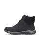 Schwarze Rieker Damen Schnürstiefel M5011-00 mit flexibler Sohle. Schuh Außenseite.