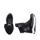 Schwarze Rieker EVOLUTION Damen Stiefel W0066-00 mit einer griffigen Fiber-Grip Sohle. Schuhpaar von oben.