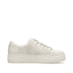 Weiße Rieker Damen Sneaker Low N4914-80 mit einem Reißverschluss. Schuh Innenseite.