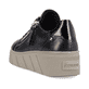 Schwarze Rieker Damen Sneaker Low W0504-00 mit einer Plateausohle. Schuh von hinten.
